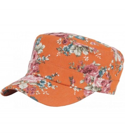 Baseball Caps A137 Women Flower Pattern Forest Design Simple Army Cap Cadet Military Hat - Orange - CJ12G8FFHHX $20.01