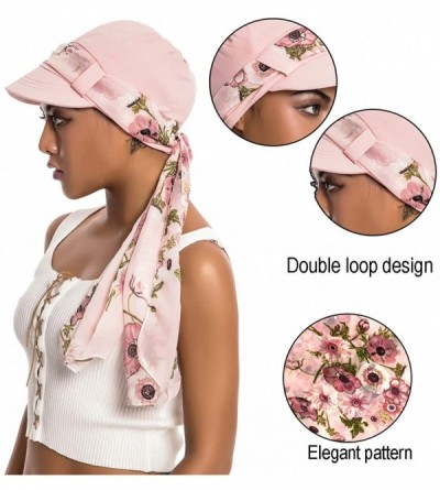 Newsboy Caps Newsboy Cap with Scarf Breathable Bamboo Cotton Lined Chemo Hat for Women of - Black+pink - CE18WWGGQOR $20.15