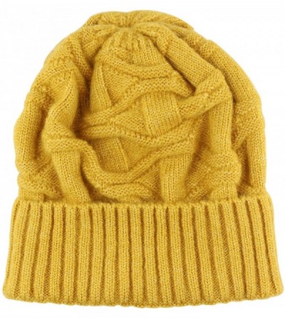 Skullies & Beanies Winter Warm Knitted Beanie Hats Slouchy Skull Cap Velvet Lined Touch Screen Gloves for Men Women - Yellow ...