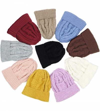 Skullies & Beanies Winter Warm Knitted Beanie Hats Slouchy Skull Cap Velvet Lined Touch Screen Gloves for Men Women - Yellow ...