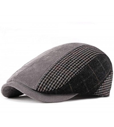Newsboy Caps Men's Flat Cap Ivy Gatsby Newsboy Driving Hunting Hat Cotton/Wool Herringbone/Plaid Tweed - Plaid Stripes - C719...