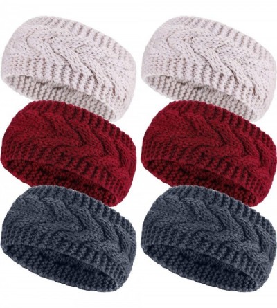 Cold Weather Headbands Headbands Knitted Warmers Suitable - Wine Red- Beige- Dark Gray - CM18M5ST733 $20.08