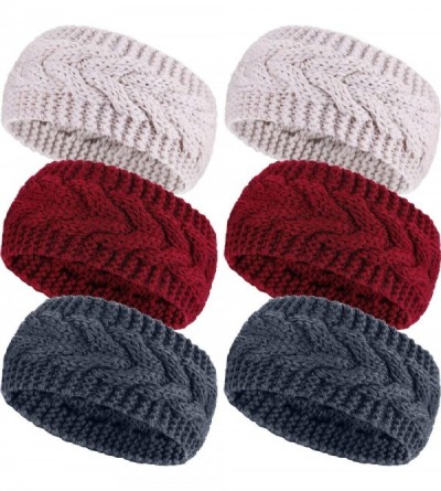 Cold Weather Headbands Headbands Knitted Warmers Suitable - Wine Red- Beige- Dark Gray - CM18M5ST733 $13.30