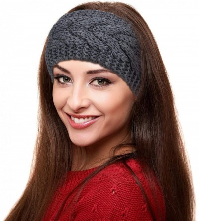 Cold Weather Headbands Headbands Knitted Warmers Suitable - Wine Red- Beige- Dark Gray - CM18M5ST733 $13.30