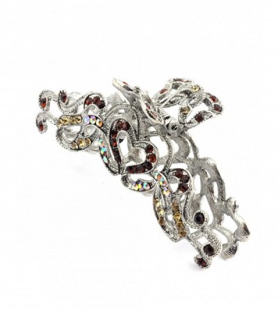 Headbands Women's Rhinestone Heart Shape Metal Claw Hair Clip Antique Silver IMC2003- Brown - Brown - C511L2LCY9N $9.04