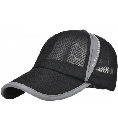 Baseball Caps Unisex Mesh Brim Tennis Cap Outside Sunscreen Quick Dry Adjustable Baseball Hat - A-black - C518D37QG6M $10.90
