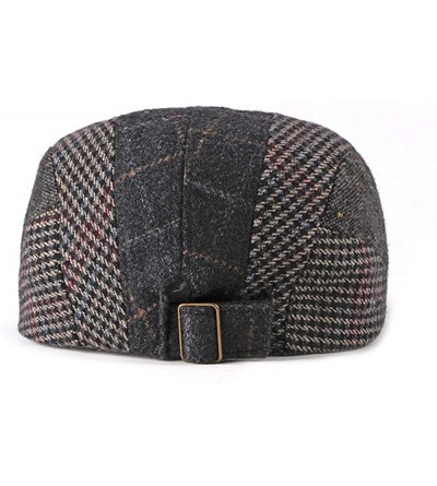 Newsboy Caps Men's Flat Cap Ivy Gatsby Newsboy Driving Hunting Hat Cotton/Wool Herringbone/Plaid Tweed - Plaid Stripes - C719...