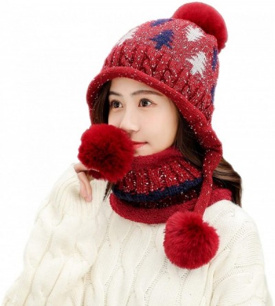 Skullies & Beanies Winter Knitted Earflap Outdoor Snowboard - Wine Red - CD18A9DEE4I $27.44
