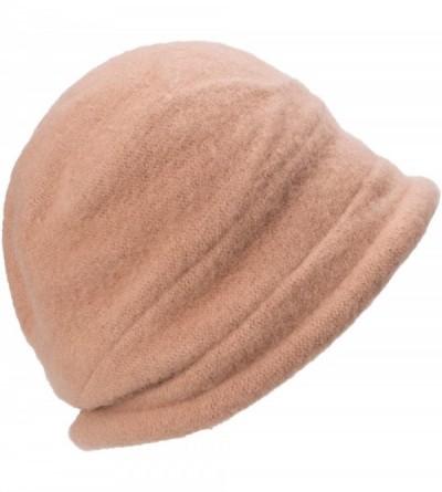 Bucket Hats New Womens 100% Wool Slouchy Wrinkle Button Winter Bucket Cloche Hat T178 - Camel - CO12MODUIRR $9.10