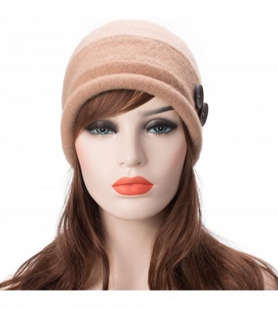 Bucket Hats New Womens 100% Wool Slouchy Wrinkle Button Winter Bucket Cloche Hat T178 - Camel - CO12MODUIRR $9.10