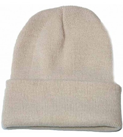 Skullies & Beanies Unisex Cuffed Acrylic Knitting Winter Warm Beanie Caps Soft Slouchy Ski Hat - Khaki - CB18HWO8LMS $10.98