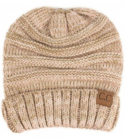 Skullies & Beanies Winter Trendy Warm Oversized Chunky Baggy Stretchy Slouchy Skully Beanie Hat - Mix Pink - CW18HU0DD80 $9.41