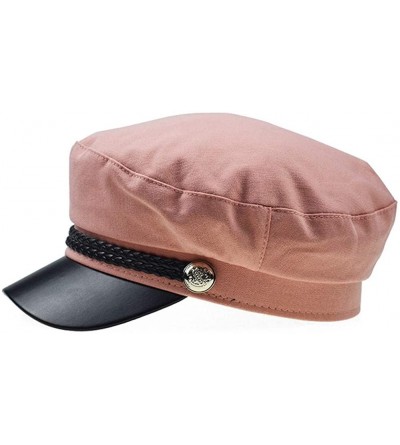 Berets Retro England Style Ladies Womens Girls Beret Baker Boy Peaked Cap Military Hat - Pink - CQ18LL6KY47 $9.92