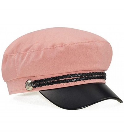 Berets Retro England Style Ladies Womens Girls Beret Baker Boy Peaked Cap Military Hat - Pink - CQ18LL6KY47 $9.92