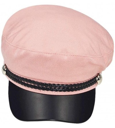 Berets Retro England Style Ladies Womens Girls Beret Baker Boy Peaked Cap Military Hat - Pink - CQ18LL6KY47 $9.92