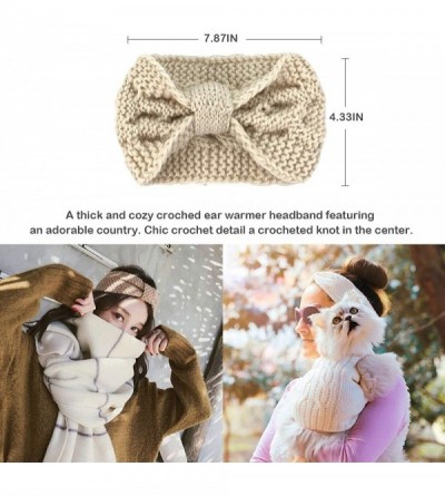 Headbands Womens Winter Knitted Headband - Soft Crochet Bow Twist Hair Band Turban Headwrap Hat Cap Ear Warmer - CB18AS0HYZX ...