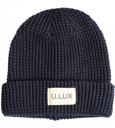 Skullies & Beanies Winter Beanie Hats Scarf Set Warm Knit Hats Skull Cap Neck Warmer Winter Hat Scarf for Men Women - Dark Na...
