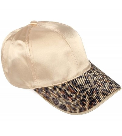 Baseball Caps Casual Baseball Hat Embellished Patriotic - Rhinestone Cap - Leopard/Satin Champagne - CY195LMHS9H $15.49