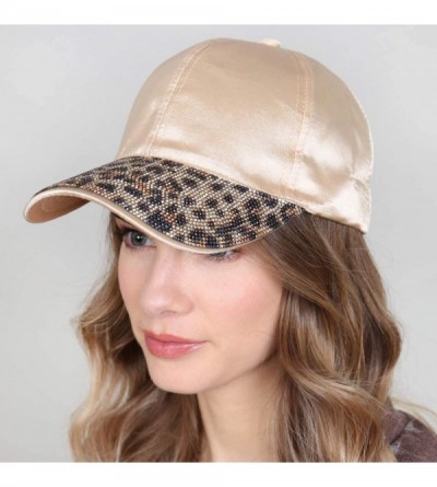 Baseball Caps Casual Baseball Hat Embellished Patriotic - Rhinestone Cap - Leopard/Satin Champagne - CY195LMHS9H $15.49