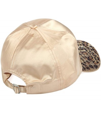 Baseball Caps Casual Baseball Hat Embellished Patriotic - Rhinestone Cap - Leopard/Satin Champagne - CY195LMHS9H $15.49