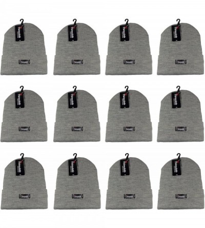 Skullies & Beanies 3M Thinsulate Women Men Knitted Thermal Winter Cap Casual Beanies-Wholesale Lot 12 Packs - Light Grey - C9...