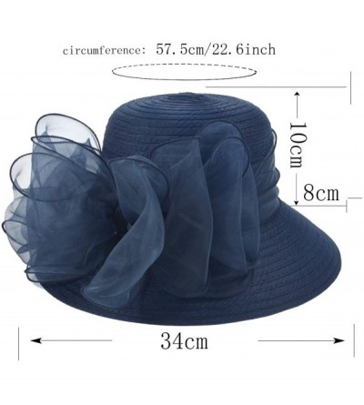 Bucket Hats Lady Church Derby Dress Cloche Hat Fascinator Floral Tea Party Wedding Bucket Hat S051 - Navy - CX18C8EUQMT $18.82