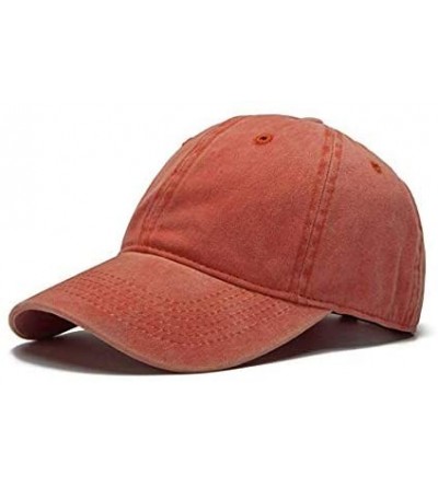 Baseball Caps The Hat Depot Unisex Washed Distressed Baseball Cap Twill Adjustable Dad Hat - Orange - C8192TS5AHD $8.80