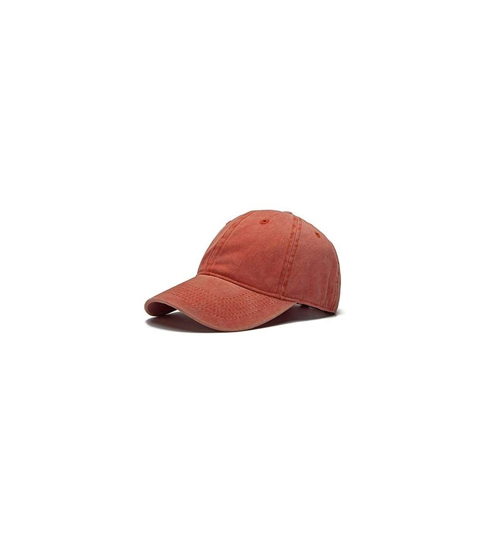 Baseball Caps The Hat Depot Unisex Washed Distressed Baseball Cap Twill Adjustable Dad Hat - Orange - C8192TS5AHD $8.80