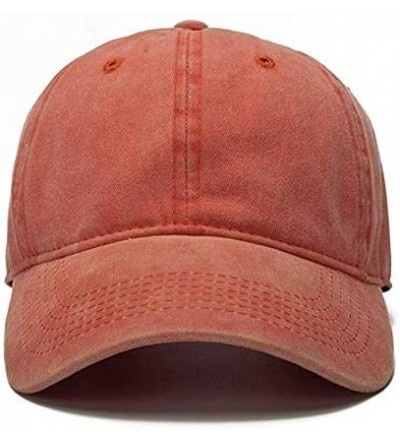 Baseball Caps The Hat Depot Unisex Washed Distressed Baseball Cap Twill Adjustable Dad Hat - Orange - C8192TS5AHD $8.80