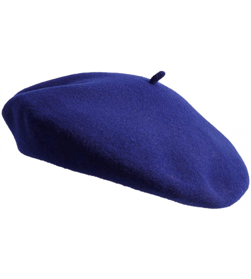 Berets Women's Paris Wool Beret - Bleu-roi - CF18AKYGQ2L $27.56