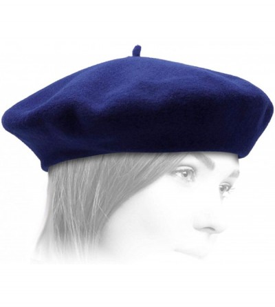 Berets Women's Paris Wool Beret - Bleu-roi - CF18AKYGQ2L $27.56