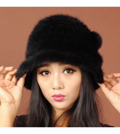 Bucket Hats Women's Mink Fur Floppy Hats Multicolor - Black - CY11MB72ZJL $59.04