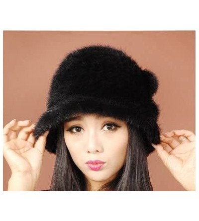Bucket Hats Women's Mink Fur Floppy Hats Multicolor - Black - CY11MB72ZJL $59.04