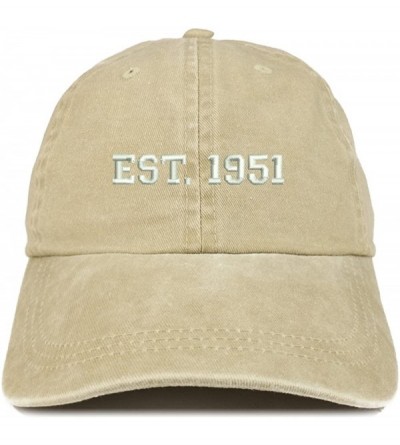 Baseball Caps EST 1951 Embroidered - 69th Birthday Gift Pigment Dyed Washed Cap - Khaki - C9180QO9CGZ $33.08