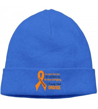 Skullies & Beanies Daily Knit Cap for Men Women- Leukemia Awareness Stocking Cap - Royalblue - CI18K5AYKRU $10.96