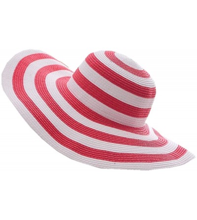 Sun Hats Women Straw Hat Sun Visor Sun Summer Beach Caps Wide Brim - Red - C011ZAWLHW9 $14.08