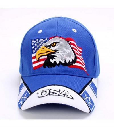 Baseball Caps American Flag USA Eagle Baseball Hat Cap for Women Men Adjustable 3D Embroidered - Blue - C518RE72H0C $8.86