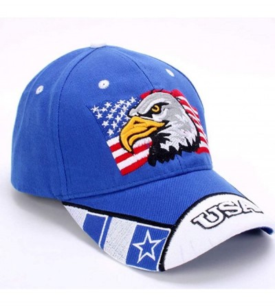 Baseball Caps American Flag USA Eagle Baseball Hat Cap for Women Men Adjustable 3D Embroidered - Blue - C518RE72H0C $8.86