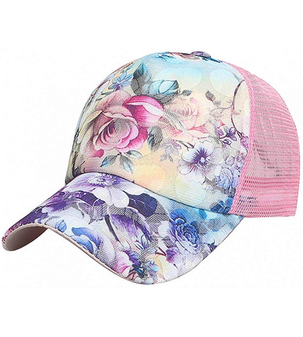 Baseball Caps Unisex Summer Baseball Cap Sports Floral Mesh Hat Quick-Dry Adjustable Sun Hat - Multi-colored - C018G6C964H $1...