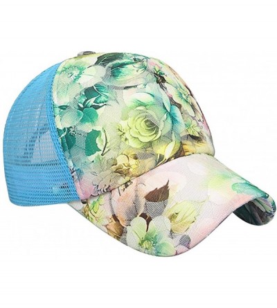 Baseball Caps Unisex Summer Baseball Cap Sports Floral Mesh Hat Quick-Dry Adjustable Sun Hat - Multi-colored - C018G6C964H $1...