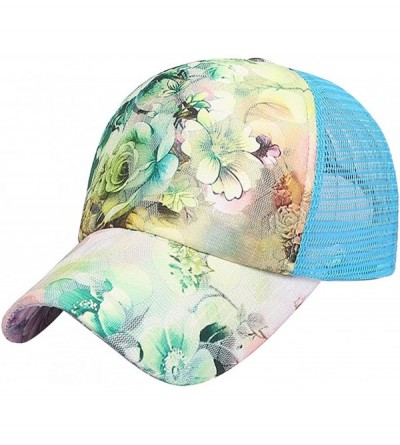 Baseball Caps Unisex Summer Baseball Cap Sports Floral Mesh Hat Quick-Dry Adjustable Sun Hat - Multi-colored - C018G6C964H $1...