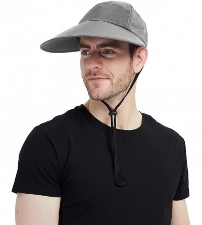 Sun Hats Sun Hat for Men/Women- Quick-Drying Sun Visor Hat Wide Brim Baseball Cap with Ponytail Hole and Chin Cord - C - CF19...