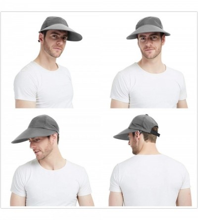 Sun Hats Sun Hat for Men/Women- Quick-Drying Sun Visor Hat Wide Brim Baseball Cap with Ponytail Hole and Chin Cord - C - CF19...