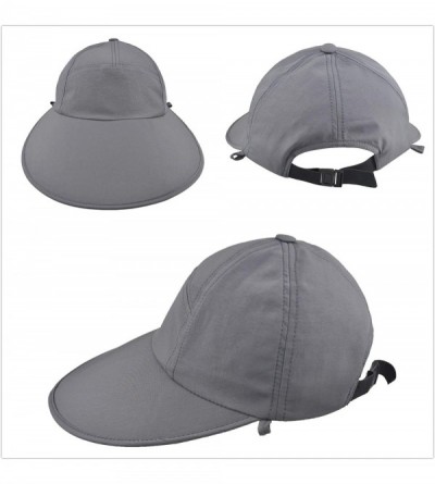 Sun Hats Sun Hat for Men/Women- Quick-Drying Sun Visor Hat Wide Brim Baseball Cap with Ponytail Hole and Chin Cord - C - CF19...