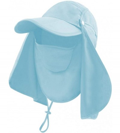 Sun Hats Men Women Outdoor Sun Hat with Wide Brim UPF 50+ Summer Mesh Cap with Flap Cover - B-blue - C618ED23OE5 $10.09