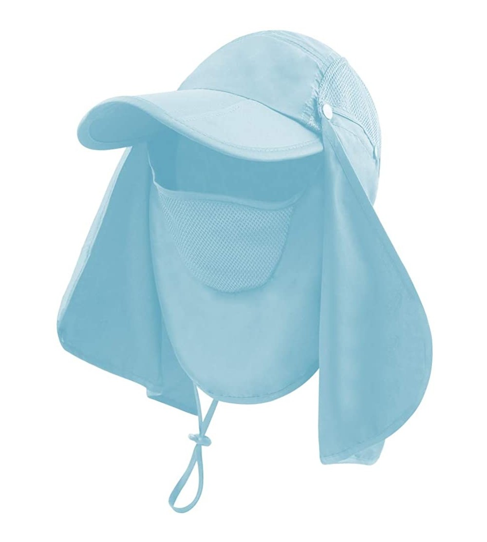 Sun Hats Men Women Outdoor Sun Hat with Wide Brim UPF 50+ Summer Mesh Cap with Flap Cover - B-blue - C618ED23OE5 $10.09
