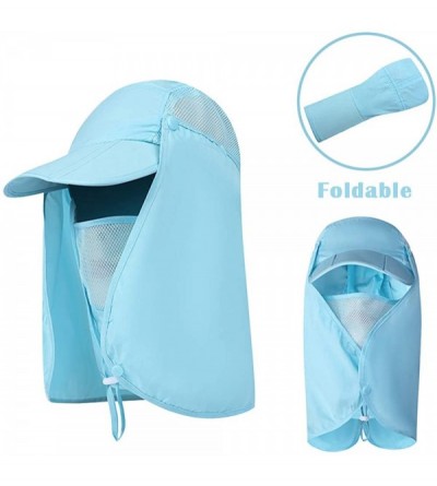 Sun Hats Men Women Outdoor Sun Hat with Wide Brim UPF 50+ Summer Mesh Cap with Flap Cover - B-blue - C618ED23OE5 $10.09