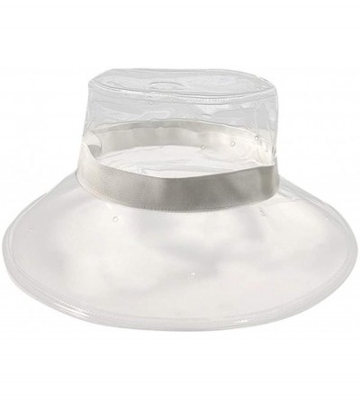 Bucket Hats Women Bucket Hat Clear Rain Hats Waterproof Rain Hat Wide Brim Bucket Hat Rain Caps - White - CC18UC6RM5E $28.94