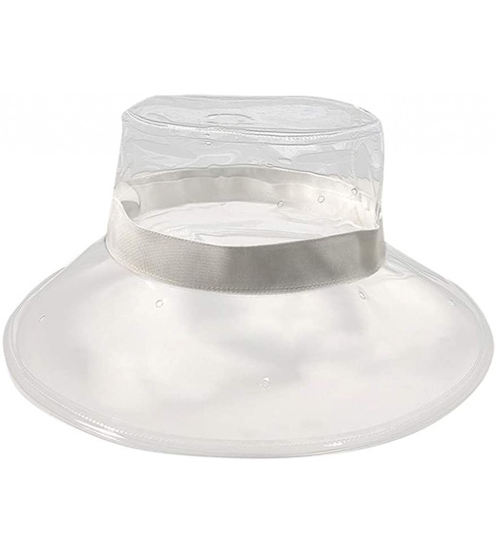 Bucket Hats Women Bucket Hat Clear Rain Hats Waterproof Rain Hat Wide Brim Bucket Hat Rain Caps - White - CC18UC6RM5E $13.16