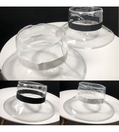 Bucket Hats Women Bucket Hat Clear Rain Hats Waterproof Rain Hat Wide Brim Bucket Hat Rain Caps - White - CC18UC6RM5E $28.29
